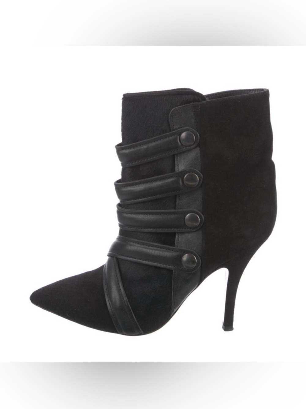 Isabel Marant Black Suede Pointed Ankle Boot with Strap Detail
